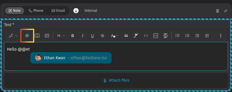 Screenshot shows mentioning a user