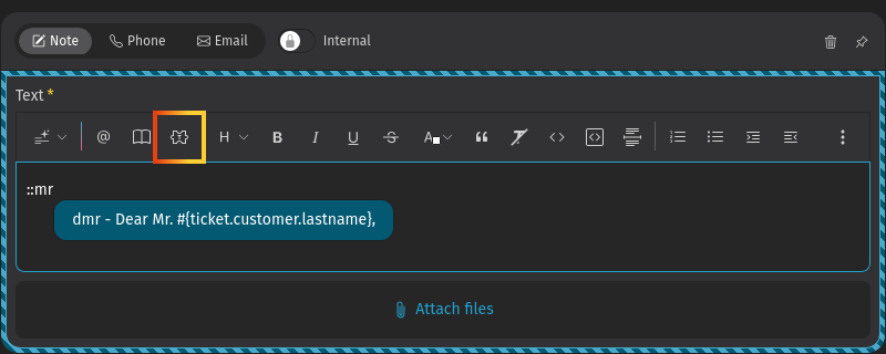 Screenshot shows text modules feature