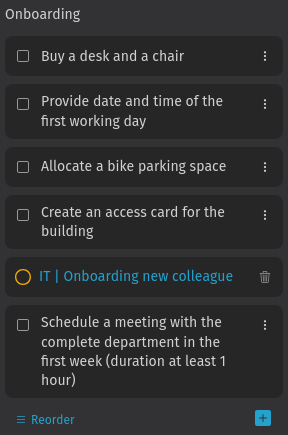 Screenshot shows a checklist from checklist sidebar