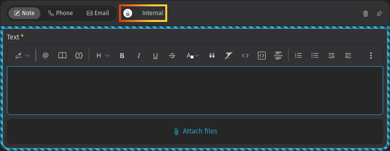 Screenshot shows article type selector and visibility toggle