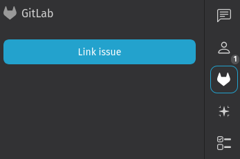 Captura de tela mostra a barra lateral de conteúdo do GitLab com o botão
"Link
Issue"