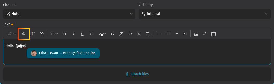 Screenshot shows mentioning a
user