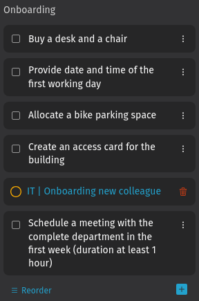 Screenshot shows a checklist from checklist
sidebar