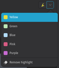 Screenshot zeigt Hervorhebungsmenü in der
Ticket-Detailansicht