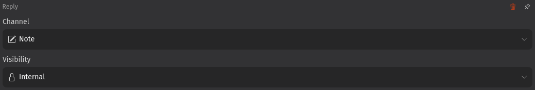 Screenshot shows article type and visibility selector