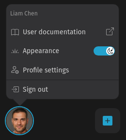 Screenshot zeigt
Benutzerinfo