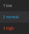 Screenshot shows different color-coded
priorities