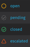 Screenshot shows different color-coded
states