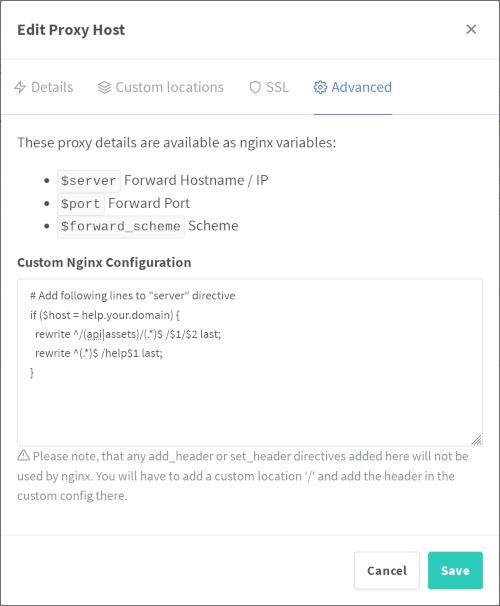 Screenshot shows NPM configuration dialog with advanced tab